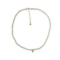Freshwater Pearl Brass Chain Necklace, Pérolas de água doce, with cobre, joias de moda & comprimento diferente para a escolha & para mulher, branco, vendido por PC