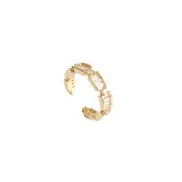 Cúbicos Circonia Micro Pave anillo de latón, metal, chapado en oro real, Joyería & micro arcilla de zirconia cúbica & para mujer, dorado, 1.8cm, Vendido por UD