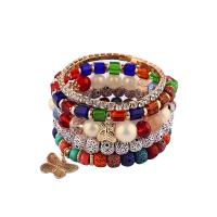 Tibetan Style Bracelet, with Crystal & Resin, handmade, 5 pieces & fashion jewelry & for woman & with rhinestone, more colors for choice, Length:18 cm, Sold By Set