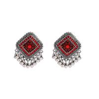 Tibetan Style Drop Earrings, plated, fashion jewelry & for woman & with rhinestone, more colors for choice, 65x35mm, Sold By Pair