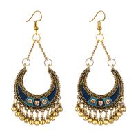 Zinc Alloy Drop Earrings plated fashion jewelry & for woman & enamel & with rhinestone Sold By Pair