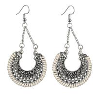 Zinc Alloy Drop Earrings with Polyester Yarns plated fashion jewelry & for woman Sold By Pair