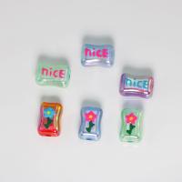 Plated Acrylic Beads, Rectangle, DIY & enamel, mixed colors, 17x11.50x8.60mm, Approx 20PCs/Bag, Sold By Bag