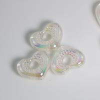 Plated Acrylic Beads, Heart, DIY & hollow, white, 26x20mm, Approx 100PCs/Bag, Sold By Bag