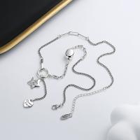 925 Sterling Silver Necklaces with 1.97inch extender chain Antique finish fashion jewelry & for woman nickel lead & cadmium free Length Approx 15.75 Inch Sold By PC