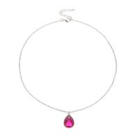 Tibetan Style Jewelry Necklace, with 1.97inch extender chain, Teardrop, fashion jewelry & for woman & with rhinestone, more colors for choice, nickel, lead & cadmium free, 23mm, Length:Approx 18.11 Inch, Sold By PC