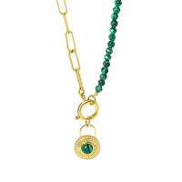 Edelstahl Schmuck Halskette, 304 Edelstahl, mit Naturstein, 18K vergoldet, Modeschmuck & für Frau, goldfarben, verkauft per ca. 17.32 ZollInch Strang