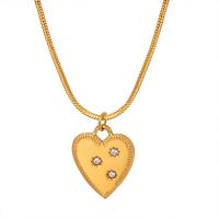 Collier d'acier titane, avec 1.97inch chaînes de rallonge, coeur, Plaqué d'or 18K, bijoux de mode & pour femme, doré, 12x16mm, Longueur:Environ 17.72 pouce, Vendu par PC