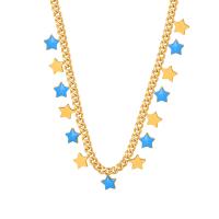 Titanium Steel Necklace with 1.97inch extender chain Star plated fashion jewelry & for woman & enamel golden Length Approx 16.54 Inch Sold By PC