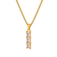 Titanstahl Halskette, mit Kristall, mit Verlängerungskettchen von 1.97inch, plattiert, Modeschmuck & für Frau, goldfarben, 5x20mm, Länge:ca. 15.75 ZollInch, verkauft von PC