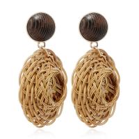 Earring Jewelry, Rattan, with Wood & Tibetan Style, fashion jewelry & for woman, 60x41mm, Sold By Pair