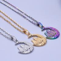 Stainless Steel Jewelry Necklace, 304 Stainless Steel, Moon, Vacuum Ion Plating, fashion jewelry & different styles for choice & for woman, more colors for choice, 20x24mm, Length:Approx 50 cm, Sold By PC