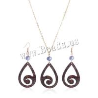 Acrylic Jewelry Set earring & necklace with Plastic Pearl with 5.5CM extender chain Teardrop printing fashion jewelry & for woman mixed colors Length Approx 62 cm Sold By Set