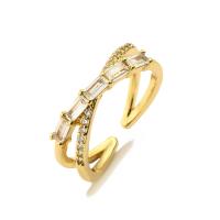 Krychlový Circonia Micro vydláždit mosazný prsten, Mosaz, módní šperky & micro vydláždit kubické zirkony, zlatý, nikl, olovo a kadmium zdarma, inner diameter: 17~19mm, Prodáno By PC