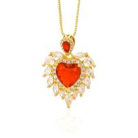 Cubic Zircon Micro Pave Brass Necklace, with 5CM extender chain, Heart, 18K gold plated, micro pave cubic zirconia & for woman, more colors for choice, 21x29mm, Length:Approx 43 cm, Sold By PC