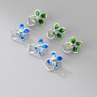 925 Sterling Silver Pendant, Flower, epoxy gel, DIY & enamel, more colors for choice, 7x7x7.50mm, Sold By PC