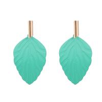 Tibetan Style Drop Earring, Leaf, painted, fashion jewelry & for woman, 45x87mm, Sold By Pair