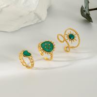 304 Edelstahl Ring Set, goldfarben plattiert, drei Stücke & einstellbar & für Frau & Emaille, Größe:6.5-8, verkauft von setzen