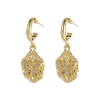 Zinc Alloy Drop Earring Butterfly gold color plated fashion jewelry & for woman & with rhinestone Sold By Pair