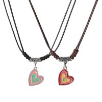Zinc Alloy Necklace with PU Leather with 2inch extender chain Heart plated 2 pieces & fashion jewelry & for woman & enamel Length Approx 17.3 Inch Sold By Set