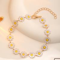 Zinc Alloy Bracelet Daisy gold color plated fashion jewelry & for woman & enamel Inner Approx 65mm Sold By PC