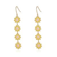 Brass Drop Earring, Daisy, gold color plated, fashion jewelry & for woman & enamel, more colors for choice, 10x60mm, Sold By Pair