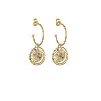 304 Stainless Steel Drop Earring 14K gold plated fashion jewelry & for woman & with rhinestone Sold By Pair