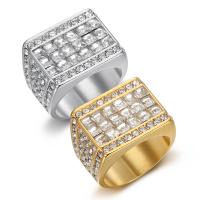 Partículas de acero anillo, unisexo & diverso tamaño para la opción & con diamantes de imitación, más colores para la opción, 17mm, tamaño:8-13, Vendido por UD