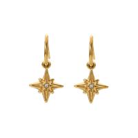 304 Stainless Steel Drop Earring Hexagram 18K gold plated micro pave cubic zirconia & for woman Sold By Pair