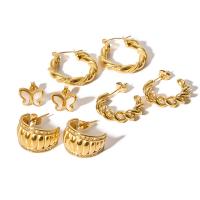 304 rostfritt stål Stud Earring, 18K guldpläterad, olika stilar för val & micro bana cubic zirconia & för kvinna, 9-28mm, Säljs av Par