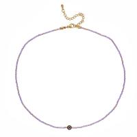 Glass Seed Beads Halsband, med Lampwork, med 2inch extender kedja, Evil Eye, mode smycken & för kvinna, fler färger för val, Längd Ca 16.5 inch, Säljs av PC