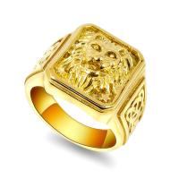 304 roestvrij staal Finger Ring, Leeuw, 18K verguld, verschillende grootte voor keus & voor de mens, Maat:8-13, Verkocht door PC