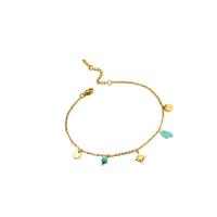 304 Stainless Steel Anklet, with turquoise, with 1.6inch extender chain, gold color plated, different styles for choice & for woman, Length:Approx 7.9 Inch, Sold By PC