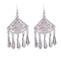 Zinc Alloy Drop Earring silver color plated folk style & for woman Sold By Pair