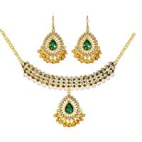Tibetan Style Jewelry Set, earring & necklace, with Plastic Pearl, plated, 2 pieces & different styles for choice & for woman & with rhinestone, 40x60mm, Length:Approx 15.9 Inch, Sold By Set