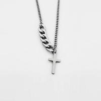 Titanium Steel Necklace, Cross, fashion jewelry & different size for choice & for man, original color, Sold By PC