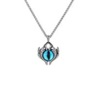 Titanium Steel Necklace with Acrylic Evil Eye fashion jewelry & for man Length Approx 23.6 Inch Sold By PC