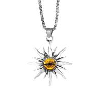 Titanium Steel Necklace with Acrylic Sun fashion jewelry & for man original color Length Approx 23.6 Inch Sold By PC