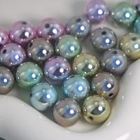 Belagte akryl perler, Runde, du kan DIY, blandede farver, 16mm, Ca. 100pc'er/Bag, Solgt af Bag