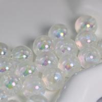 Plated Acrylic Beads, Round, DIY & luminated, white, 16mm, Approx 100PCs/Bag, Sold By Bag