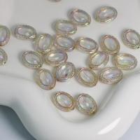Perles  acrylique plaqué , ovale plat, DIY, couleurs mélangées, 13.30x17.50x4.70mm, Environ 100PC/sac, Vendu par sac