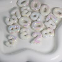 Plated Acrylic Beads, Number, DIY & luminated, white, 24x20mm, Approx 100PCs/Bag, Sold By Bag