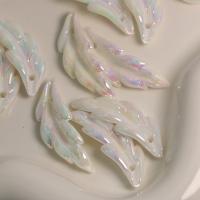 Acrylic Pendants, Feather, DIY & luminated, white, 14x40mm, Approx 100PCs/Bag, Sold By Bag