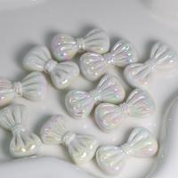 Plated Acrylic Beads, Bowknot, DIY & luminated, white, 32x17mm, Approx 100PCs/Bag, Sold By Bag