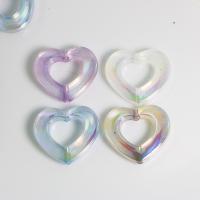Perles d'espacement Bijoux, Acrylique, coeur, DIY & creux, couleurs mélangées, 29x26mm, Environ 100PC/sac, Vendu par sac