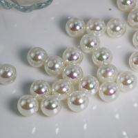 Belagte akryl perler, Runde, du kan DIY, hvid, 14mm, Ca. 100pc'er/Bag, Solgt af Bag