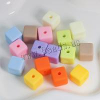 Acrylic Jewelry Beads, Square, stoving varnish, DIY & luminated, more colors for choice, 15mm, Approx 100PCs/Bag, Sold By Bag