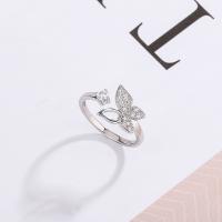 Cubic Zirconia Micro Pave 925 Sterling Silver Rings Butterfly fashion jewelry & micro pave cubic zirconia & for woman nickel lead & cadmium free Sold By PC