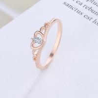 Cubic Zirconia Micro Pave 925 Sterling Silver Rings Crown rose gold color plated fashion jewelry & micro pave cubic zirconia & for woman nickel lead & cadmium free 5mm Sold By PC
