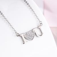 Cubic Zircon Micro Pave 925 Sterling Silver Necklace with 1.18inch extender chain Alphabet Letter fashion jewelry & micro pave cubic zirconia & for woman nickel lead & cadmium free Length Approx 16.54 Inch Sold By PC
